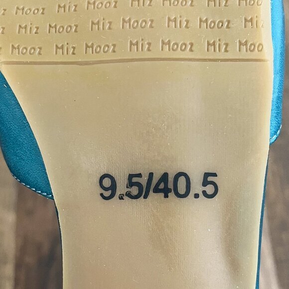 Miz Mooz Jay Mary Jane Pump Heel Embossed Leather Retro Size 9.5 EU 40.5 in Teal - Picture 13 of 16